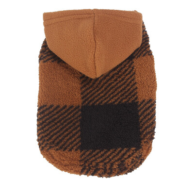 Karirana majica s kapuljačom za pse Božićna odjeća za kućne ljubimce Pulover od flisa s rupom za povodac za male srednje pse, mekana zimska topla majica za pse