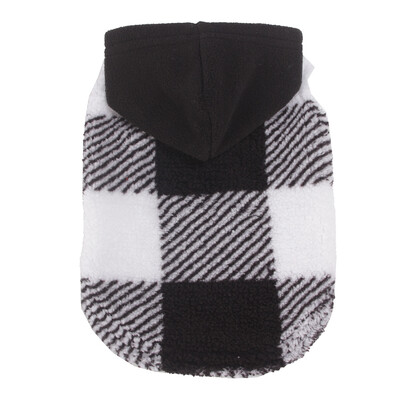 Karirana majica s kapuljačom za pse Božićna odjeća za kućne ljubimce Pulover od flisa s rupom za povodac za male srednje pse, mekana zimska topla majica za pse
