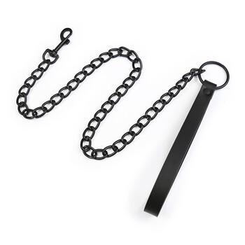 Δερμάτινη λαβή Chain Dog Durable Metal Chew Proof Dog Training Leash 115cm Heavy Duty Anti-bite Dog Giant Chain Leash with