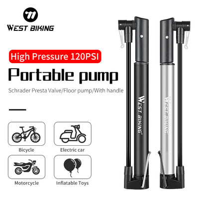 WEST BIKING Pompă pentru biciclete Anvelopă pentru biciclete Pompă de aer portabilă 120PSI Accesorii pentru bicicletă de drum de munte pentru ciclism MTB Pompă pentru bicicletă