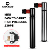 WEST BIKING pārnēsājams mini velosipēdu sūknis 130 PSI kalnu šosejas velosipēda rokas sūknis Schrader Presta basketbola sūknis riteņbraukšanas aprīkojums