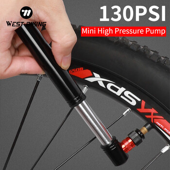 WEST BIKING Φορητή αντλία μίνι ποδηλάτου 130PSI Mountain Road Bicycle Hand Pump Schrader Presta Μπάσκετ Αντλία Ποδηλασίας Εξοπλισμός