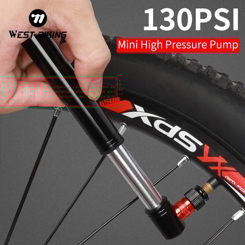 WEST BIKING pārnēsājams mini velosipēdu sūknis 130 PSI kalnu šosejas velosipēda rokas sūknis Schrader Presta basketbola sūknis riteņbraukšanas aprīkojums