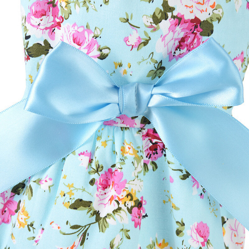 Mājdzīvnieku svārki Bowknot Ziedu apdruka Mājdzīvnieku svārki Kucēns Kaķēns Plāni svārki Lente Bow Kokvilnas Suņu Apģērbi Princešu kleita Mājdzīvnieku aksesuāri