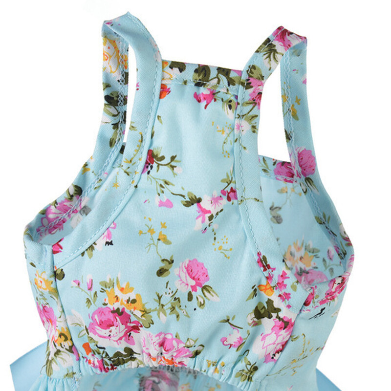 Mājdzīvnieku svārki Bowknot Ziedu apdruka Mājdzīvnieku svārki Kucēns Kaķēns Plāni svārki Lente Bow Kokvilnas Suņu Apģērbi Princešu kleita Mājdzīvnieku aksesuāri