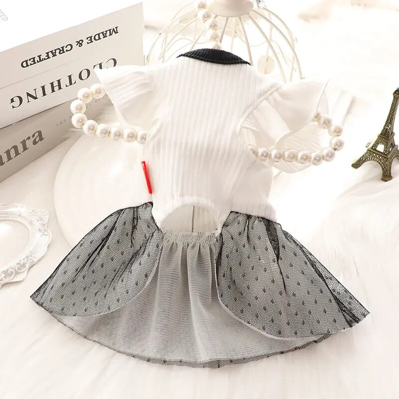 Suns Princeses Kleita Vasaras Suņu Apģērbi Maziem Suņiem Mājdzīvnieku T-krekls Melns Mežģīnes Retro kucēna svārki Čivavas Bišona Meiteņu Suņa Kostīms