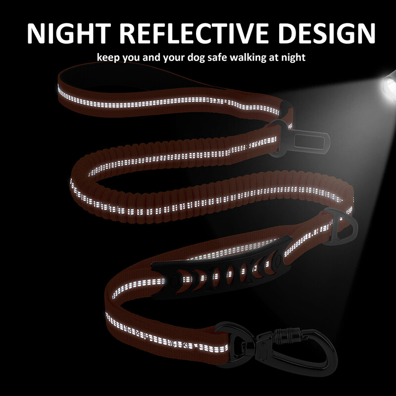 Atstarojoša suņu pavada Izturīga neilona suņu automašīnas drošības siksna elastīga mājdzīvnieku apmācības vads Ceļojumu automašīnas drošības virve maziem lieliem suņiem, mopsis