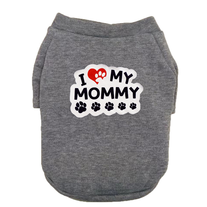 I LOVE MY MOMMY Naminių šunų drabužiai mažiems, vidutiniams dideliems šunims Medvilninis megztinis su gobtuvu Karšta Parduodu šiltą dvikojų naminių gyvūnėlių striukę