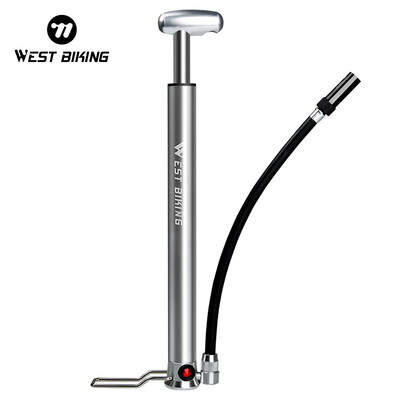 WEST BIKING Pompă pentru bicicletă, 160PSI, portabilă, din aliaj de aluminiu, ușor, Schrader Presta, mâner, umflator, pompă pentru bicicletă cu furcă