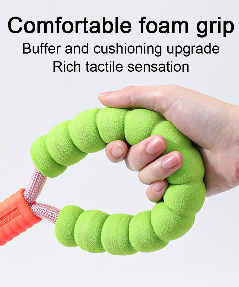 150 cm gara suņu pavada ar putuplasta rokturi, amortizējoša triecienu absorbējoša elastīga sakausējuma sprādze Izturīga, ērta virve pastaigām