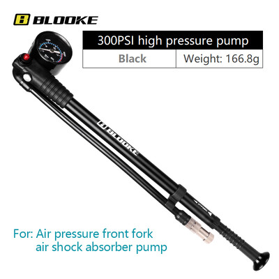BLOOKE - aukšto slėgio oro siurblys su matuokliu, tinka dviračio galiniam amortizacijai, šakės pakaba, padanga, nešiojamas, 300 PSI