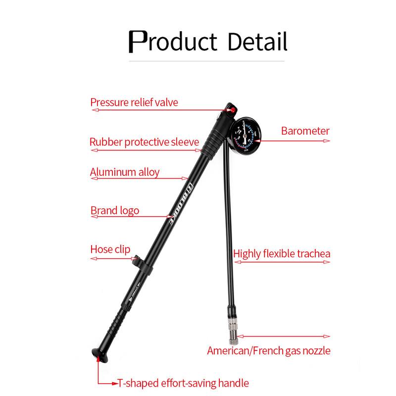 BLOOKE - aukšto slėgio oro siurblys su matuokliu, tinka dviračio galiniam amortizacijai, šakės pakaba, padanga, nešiojamas, 300 PSI