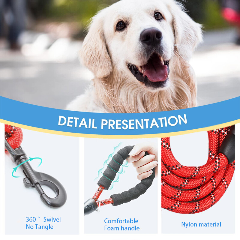 120/150/200/300 cm Mājdzīvnieku atstarojoša vilces virve Maza un vidēja izmēra daudzkrāsu suņu ķēde, sūklis, rokturis, suņu pavada mājdzīvnieku produkti