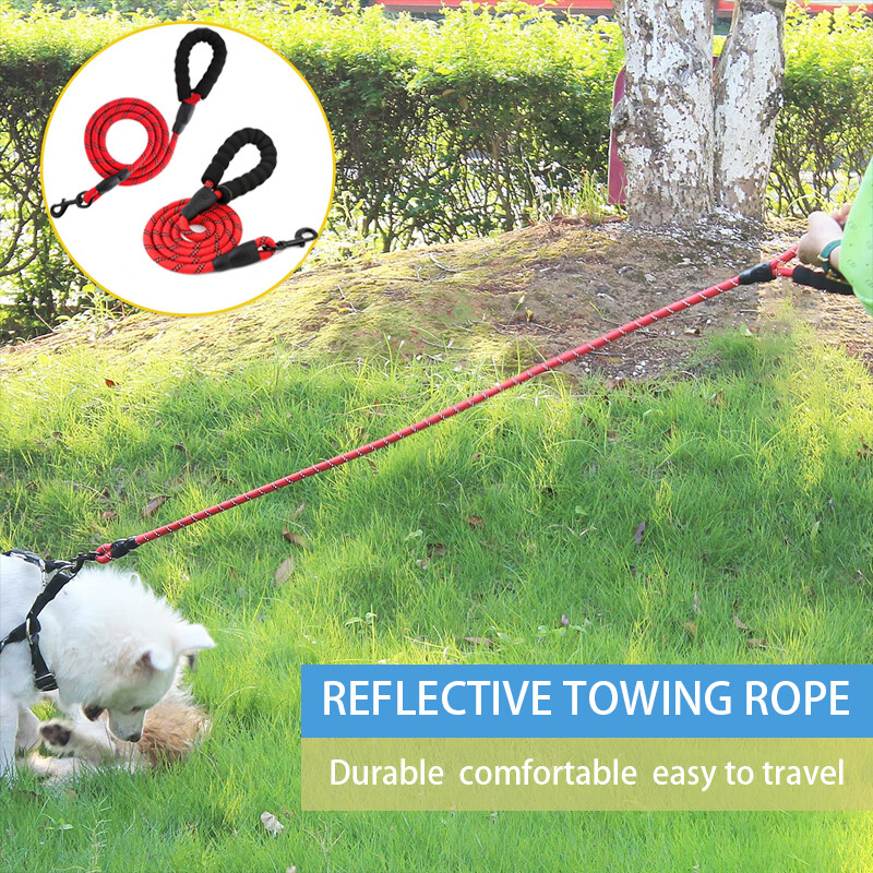 120/150/200/300 cm Mājdzīvnieku atstarojoša vilces virve Maza un vidēja izmēra daudzkrāsu suņu ķēde, sūklis, rokturis, suņu pavada mājdzīvnieku produkti