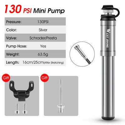 WEST BIKING dviračio siurblys Mini nešiojamas MTB plento dviračių pripūtimas Presta Schrader vožtuvo prailginimo žarna dviračių priedai