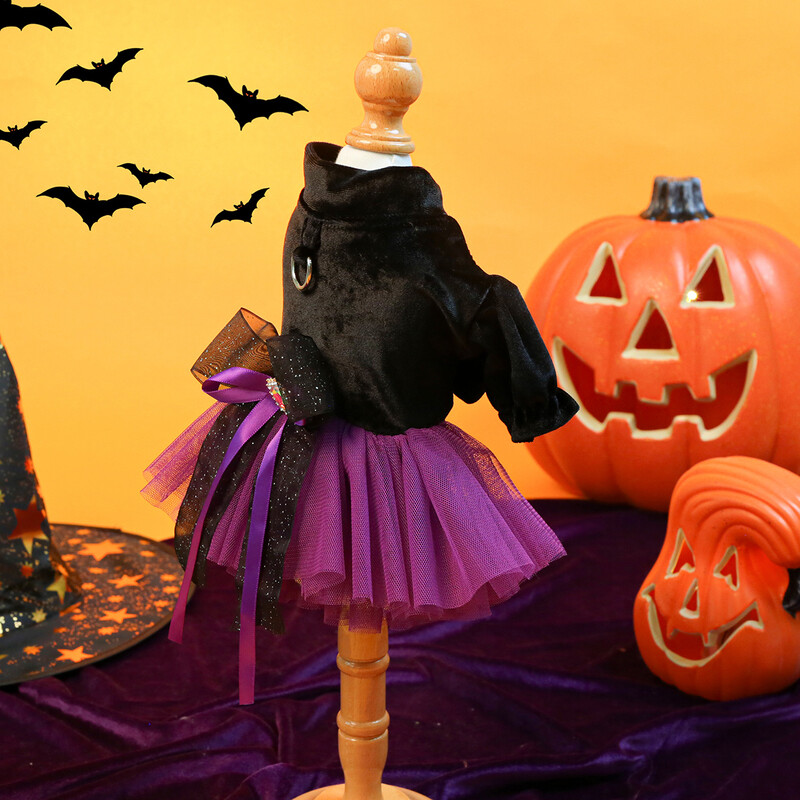 1 gab. Mājdzīvnieku apģērbs kaķu rudens/ziemas Helovīnam Mazās raganiņas kāzu kleita Princeses kleita, kas piemērota maziem un vidējiem suņiem