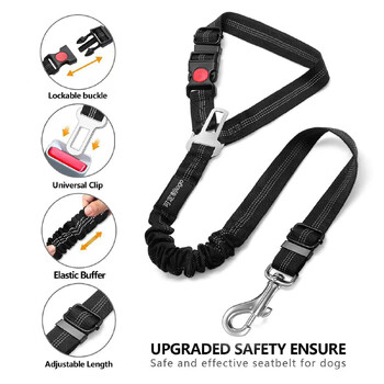 Ζώνη ασφαλείας αυτοκινήτου Nylon Dog Leash με ανακλαστική λωρίδα κυκλικό ελαστικό τεντώσιμο λουρί κατοικίδιων για σκύλους