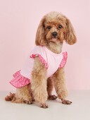 Q13 Mājdzīvnieku suņu apģērbi polka dot svītra bantīte mīlestība sirds lidojoša piedurkne mežģīnes māsa Teddy vidēja un maza suņa svārki kucēnu drēbes