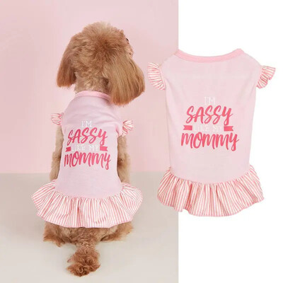 Q13 Mājdzīvnieku suņu apģērbi polka dot svītra bantīte mīlestība sirds lidojoša piedurkne mežģīnes māsa Teddy vidēja un maza suņa svārki kucēnu drēbes