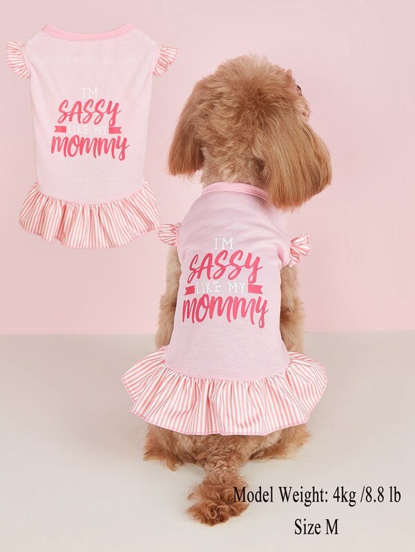 Q13 Mājdzīvnieku suņu apģērbi polka dot svītra bantīte mīlestība sirds lidojoša piedurkne mežģīnes māsa Teddy vidēja un maza suņa svārki kucēnu drēbes