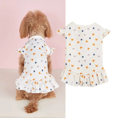 Q16 Pavasara un vasaras plānās daļas kaķis kaķēns mazs lidojošs piedurkņu kleita suns divu pēdu apģērbs kaķēns truša suns kleita