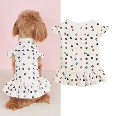 Q16 Pavasara un vasaras plānās daļas kaķis kaķēns mazs lidojošs piedurkņu kleita suns divu pēdu apģērbs kaķēns truša suns kleita