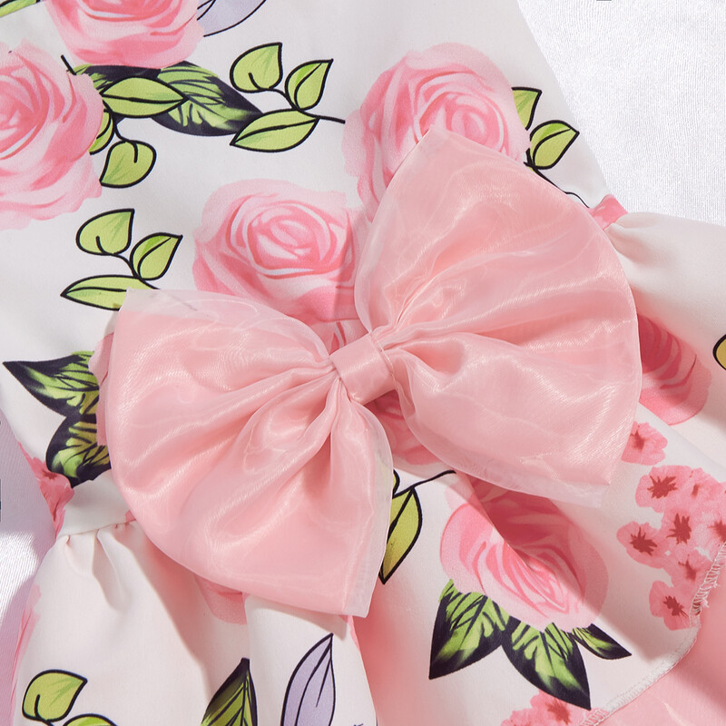 Suņu princeses kleita Eleganta mājdzīvnieku apģērbs Bowknot Rozā princešu apģērbs kucēns Ziedu Tills Mājdzīvnieku pavasara vasaras ballīšu kleitas maziem