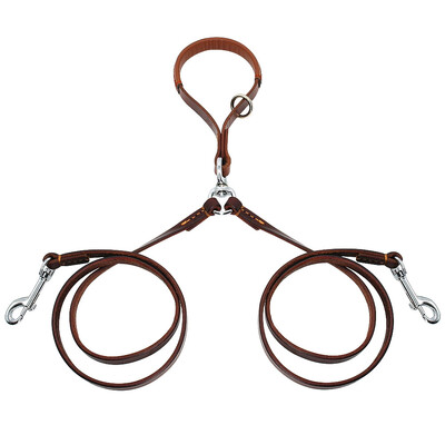 Dviejų krypčių pavadėlis šunims Dvigubi du naminių gyvūnėlių odiniai pavadėliai Neįsipainiojantys su rankena, skirti vaikščioti ir dresuoti 2 mažus vidutinius šunis