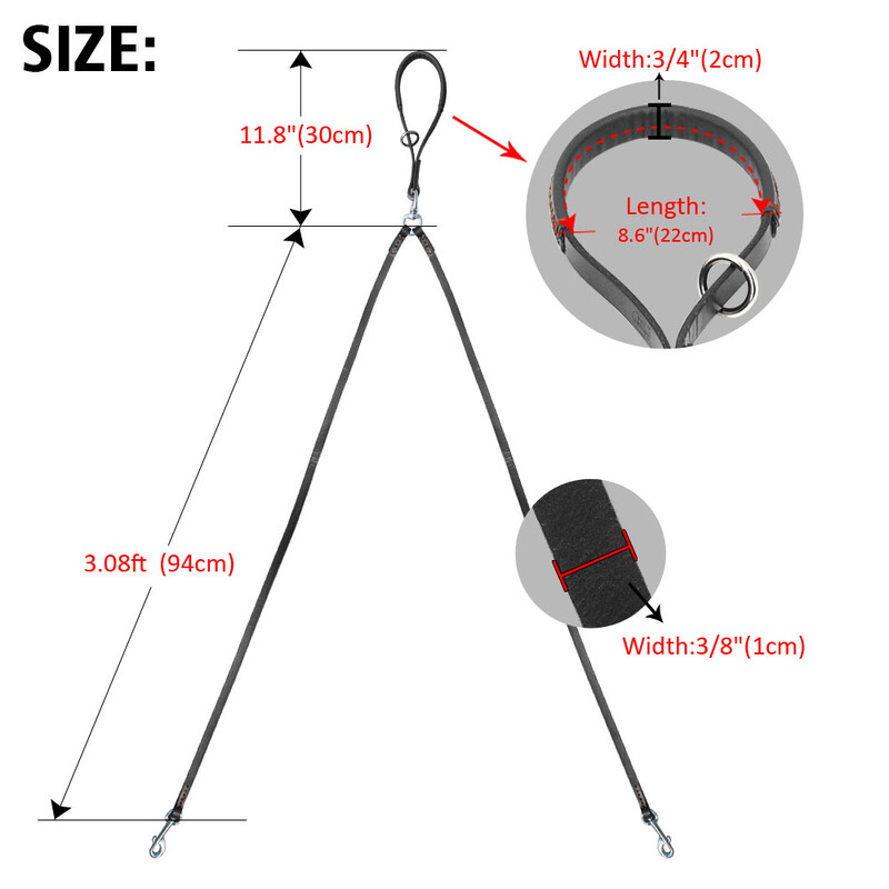 Dviejų krypčių pavadėlis šunims Dvigubi du naminių gyvūnėlių odiniai pavadėliai Neįsipainiojantys su rankena, skirti vaikščioti ir dresuoti 2 mažus vidutinius šunis
