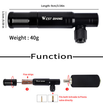 WEST BIKING 2 σε 1 Mini Bike Pump CO2 Inflator Bicycle Tubeless Tire Repair Pump Presta & Schrader Valve MTB Cycling Air Pump