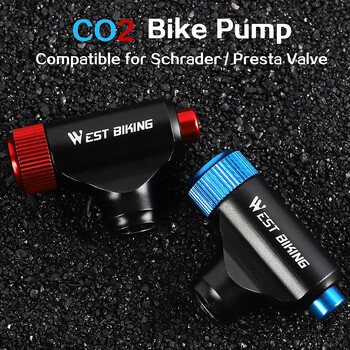 Μίνι αντλία WEST BIKING CO2 Ποδήλατο Fast Air Inflator Portable Hand Pump Schrader & Presta Valve Adapter Cycling MTB Bike Pump