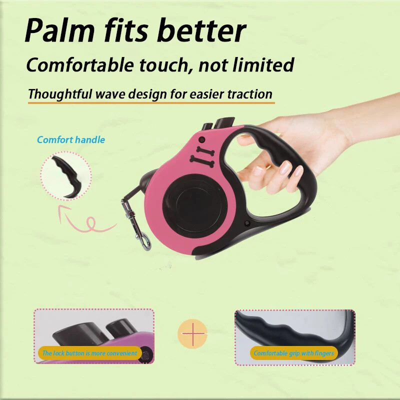 3 m 5 m 12/30 kg šuns pavadėlis, ištraukiamas ruletės antkaklis mažiems dideliems šunims Priedai Reguliuojamas patvarus vaikščiojimas pėsčiomis buldogo virvė