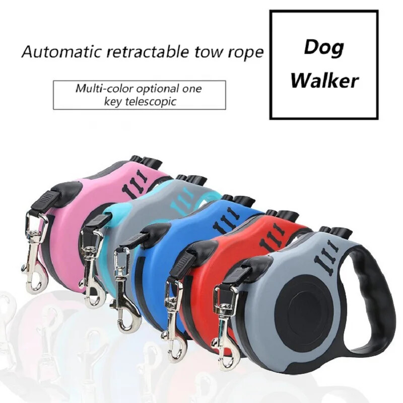 3 m 5 m 12/30 kg šuns pavadėlis, ištraukiamas ruletės antkaklis mažiems dideliems šunims Priedai Reguliuojamas patvarus vaikščiojimas pėsčiomis buldogo virvė