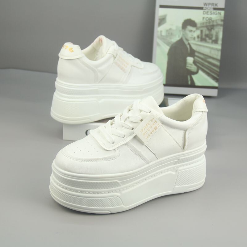 Superaugstas 10cm augošas baltas kurpes sievietēm, pavasaris 2024, jauna platforma, bieza zole, daudzfunkcionālas ikdienas augstpapēžu kurpes sievietēm