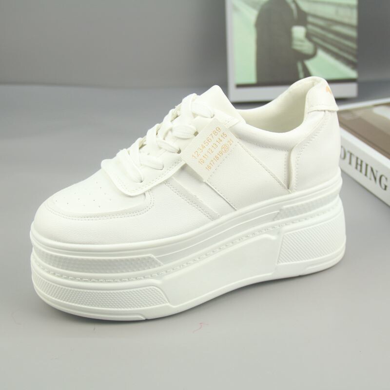 Superaugstas 10cm augošas baltas kurpes sievietēm, pavasaris 2024, jauna platforma, bieza zole, daudzfunkcionālas ikdienas augstpapēžu kurpes sievietēm