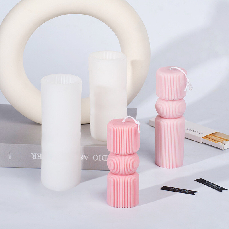 Sanxini silindriline lõhnaküünal silikoonvorm DIY vertikaalmuster geomeetriline krohv difuusor kivi ornament küünal lihvimistööriist