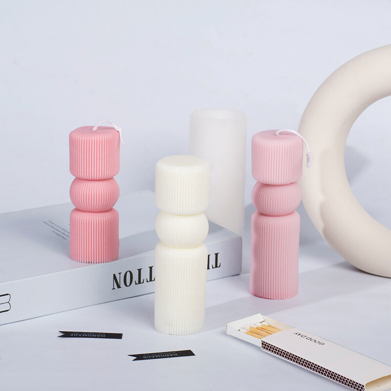 Sanxini silindriline lõhnaküünal silikoonvorm DIY vertikaalmuster geomeetriline krohv difuusor kivi ornament küünal lihvimistööriist