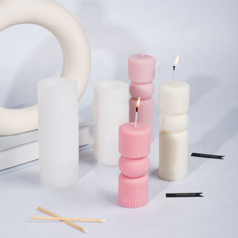 Sanxini silindriline lõhnaküünal silikoonvorm DIY vertikaalmuster geomeetriline krohv difuusor kivi ornament küünal lihvimistööriist