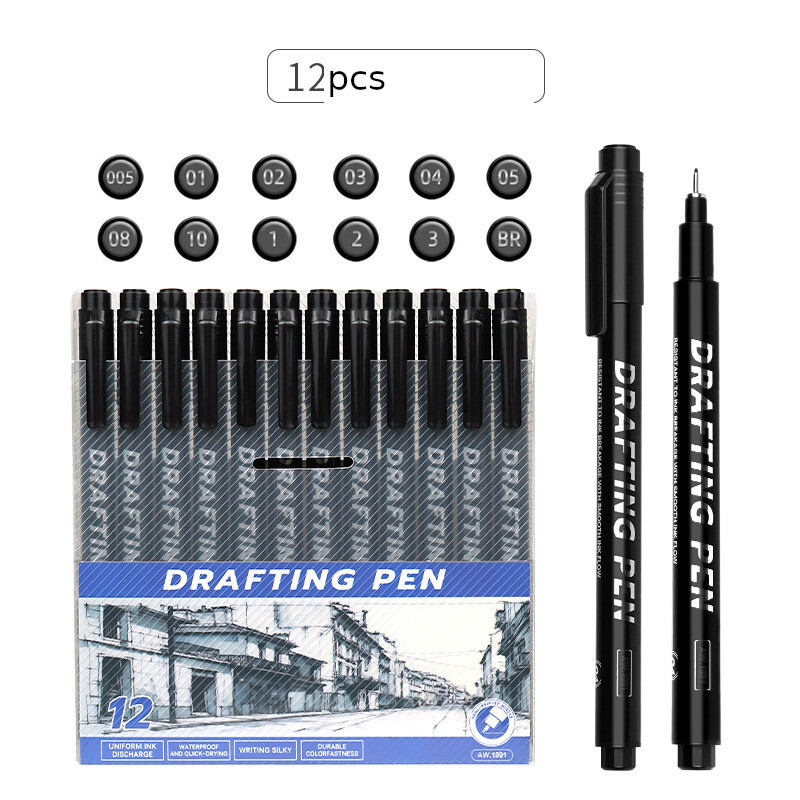 Veekindel kiiresti kuivav nõelpliiats, joonistuskonks, pliiatsikomplekt, käsitsi maalitud, pleekimatu, kunstikujundus, animatsioon, must joonistuspliiats