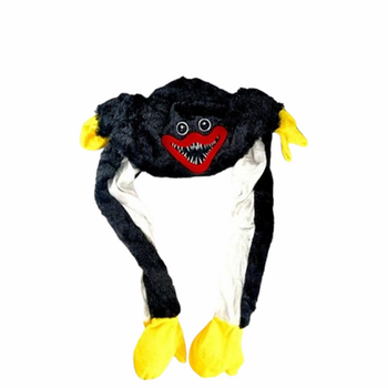 Играчка Huggy Wuggy, Тип шапка, Плюшена, Черна, Подвижни уши