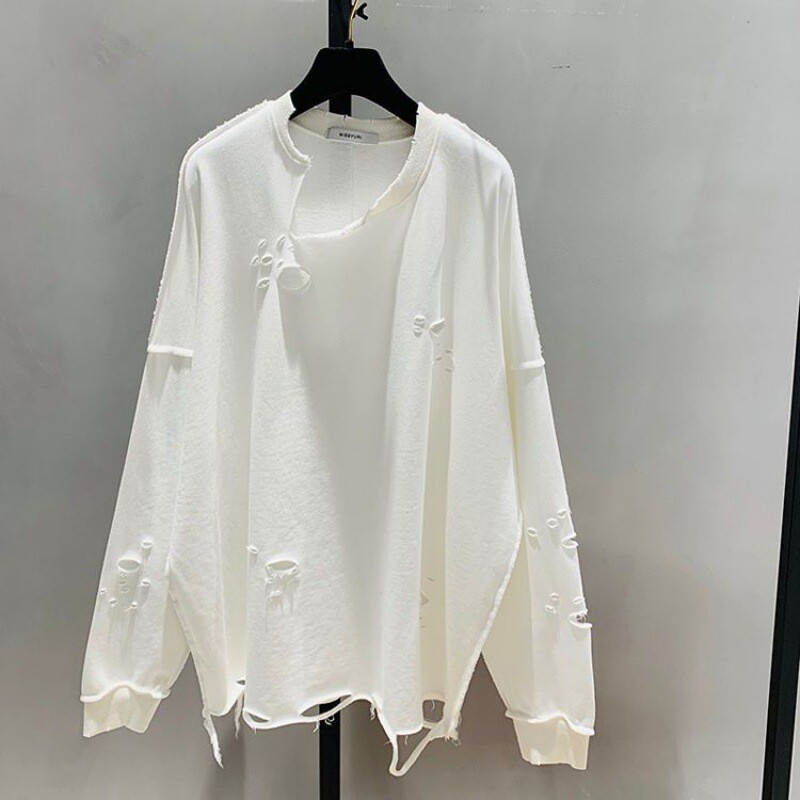 100% plēsts sporta krekls ar vaļīgu apaļu apkakli, vidēja garuma, pavasaris un rudens, jauna mode, sieviešu korejiešu versija, oranžs T-krekls ar garām piedurknēm