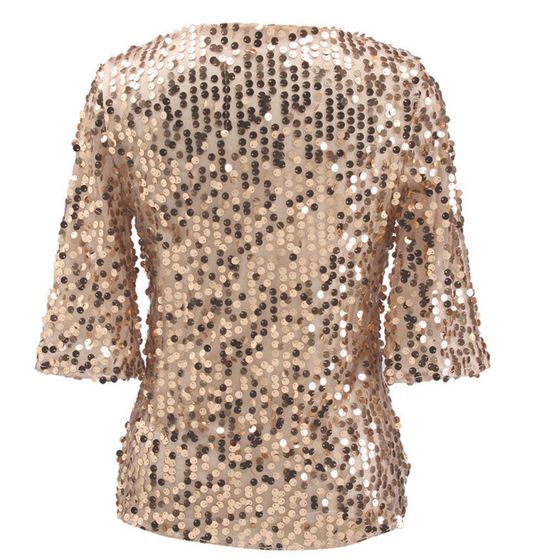 Popularno prodavane europske i američke perle kratkih rukava sa šljokicama iz 2023., labava ležerna majica s otvorenim ramenima, moderna majica sa šljokicama