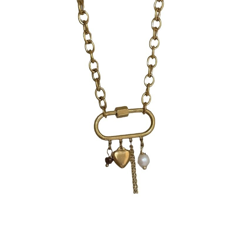 Mingcheng prekogranična vruća rasprodaja vanjskotrgovinska imitacija bisernog srca s resicama planinska kopča ogrlica vrhunska moda za putovanje na posao ženski lanac za ključnu kost