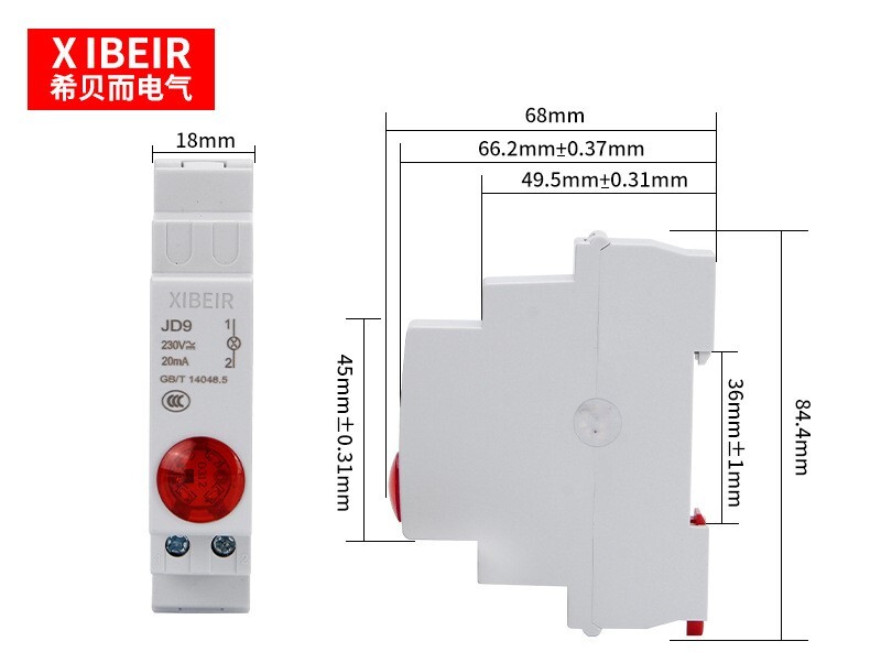 JP9 serijos savaime atsistatantis bėgio tipo mygtuko jungiklis su šviesiai žalia raudona signaline lempute JD9 serija