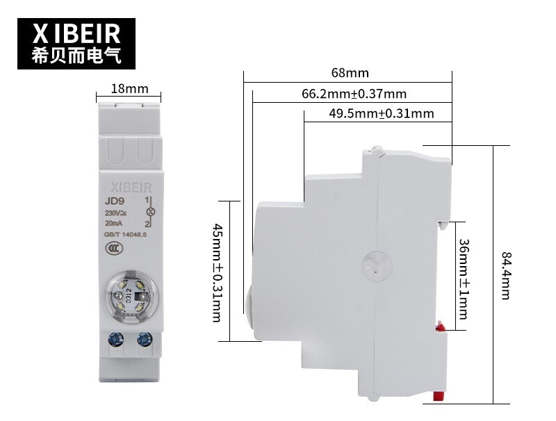 JP9 serijos savaime atsistatantis bėgio tipo mygtuko jungiklis su šviesiai žalia raudona signaline lempute JD9 serija