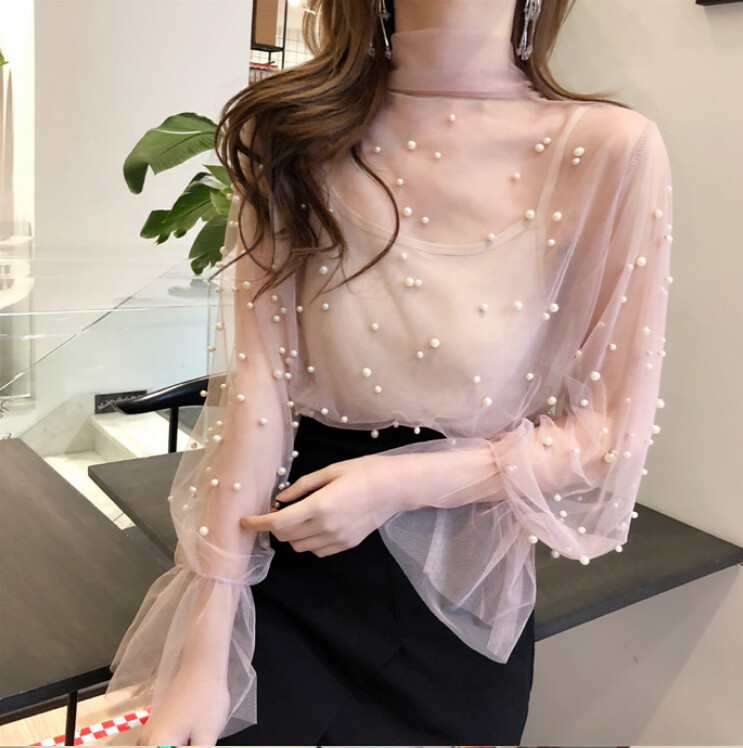 Dviejų dalių moteriškas rinkinys su peteliške ir lotoso karoliukų rankove ir tinkliniu viršumi + dirželiu apačia