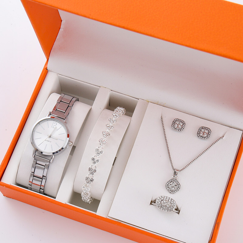 5 бр./компл. Нов горещо продаван моден комплект от висок клас, осеян с диаманти, свеж ретро малък зелен комплект часовници