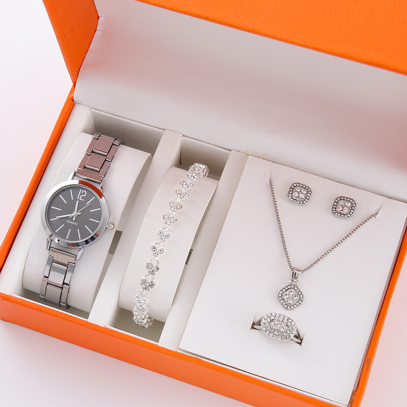 5 бр./компл. Нов горещо продаван моден комплект от висок клас, осеян с диаманти, свеж ретро малък зелен комплект часовници