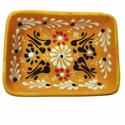 Купичка за ядки, Керамична, Ръчно рисувана, Оранжева, 10х8 см