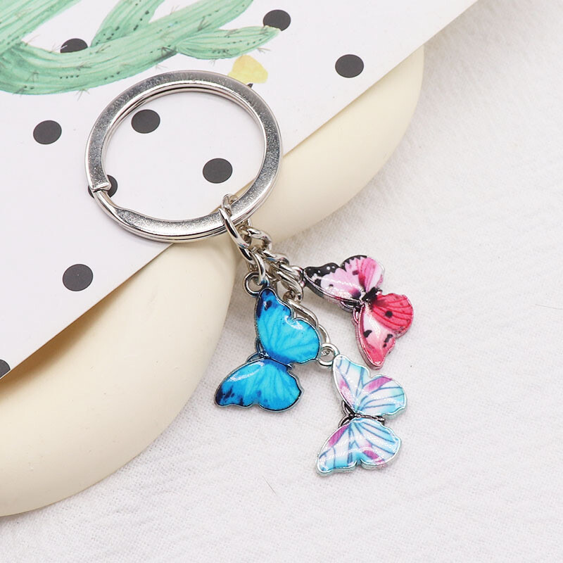 Направи си сам цветна пеперуда ключодържател аксесоари ученическа чанта раница двойка висулка аксесоари пеперуда от неръждаема стомана трансгранично директно